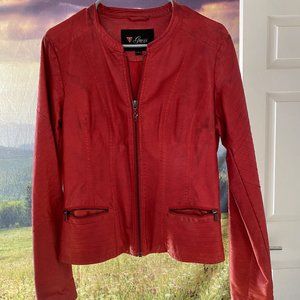 Guess Red Faux Leather Jacket